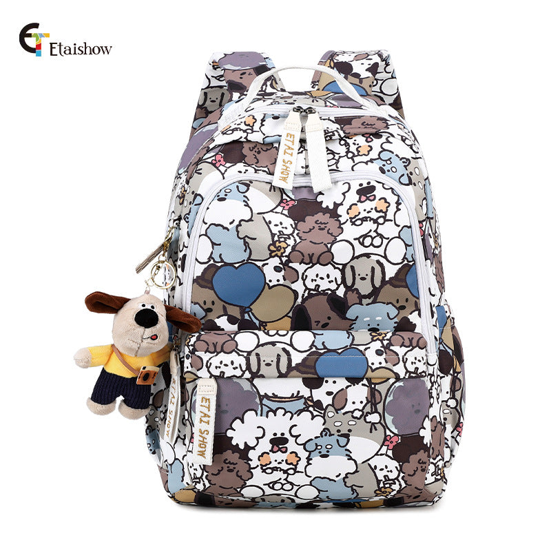 Women's For Junior Cute Cat Print Large Backpacks