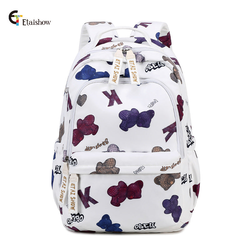 Women's For Junior Cute Cat Print Large Backpacks
