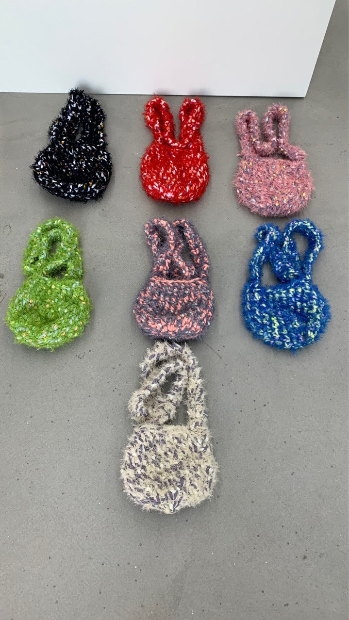 Women's Durable Design Woven Plush Finished Crossbody Bags