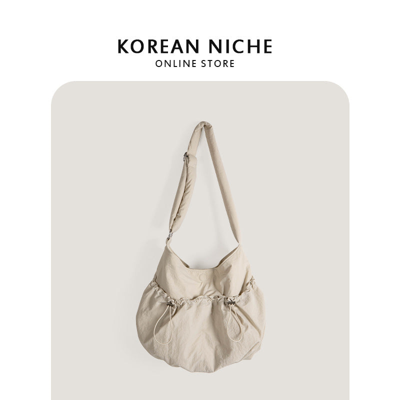 Women's Design Drawstring Ruffle Lightweight Versatile Large Crossbody Bags