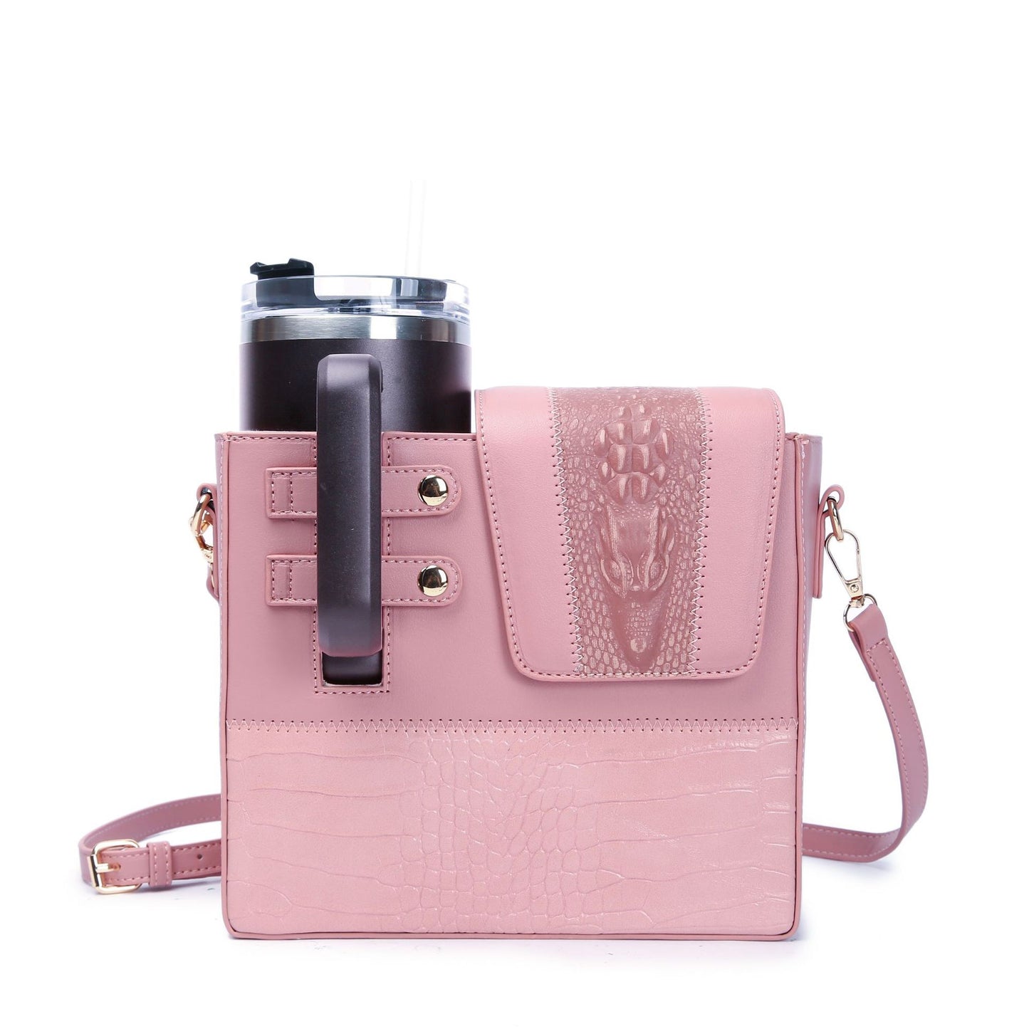 Beverage Bottle Crocodile Pattern Kettle Large Crossbody Bags