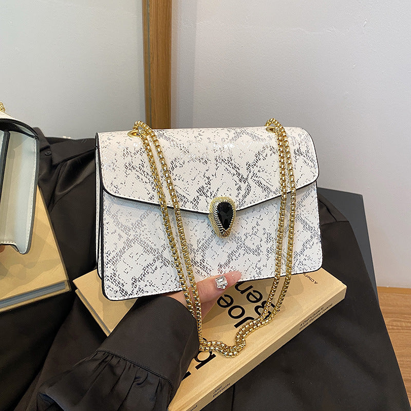 Comfortable Women's Snake Pattern Vintage Chain Women's Messenger Bag