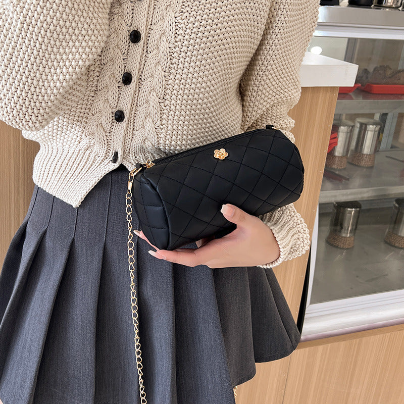 Embroidered Round Fashion Simple Hardware Flower Decorative Women's Messenger Bag