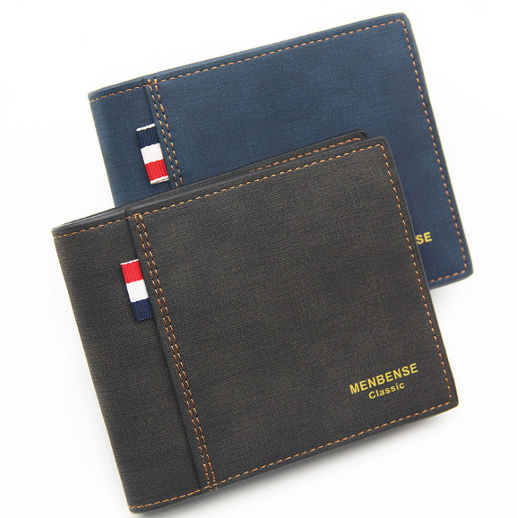 Men's Creative Frosted Short Large Capacity Fashion Retro Men's Wallet