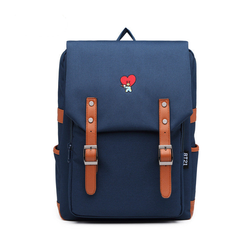 Korean Style Solid Color Retro Computer Backpacks