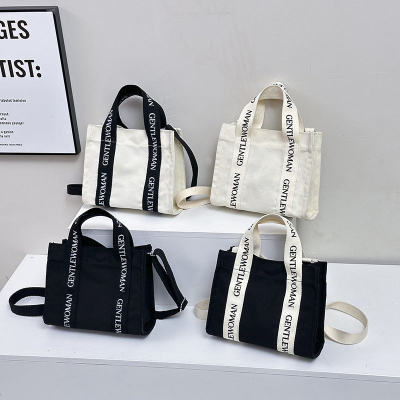 Women's Portable Letter Canvas Large Capacity Niche Texture Bags