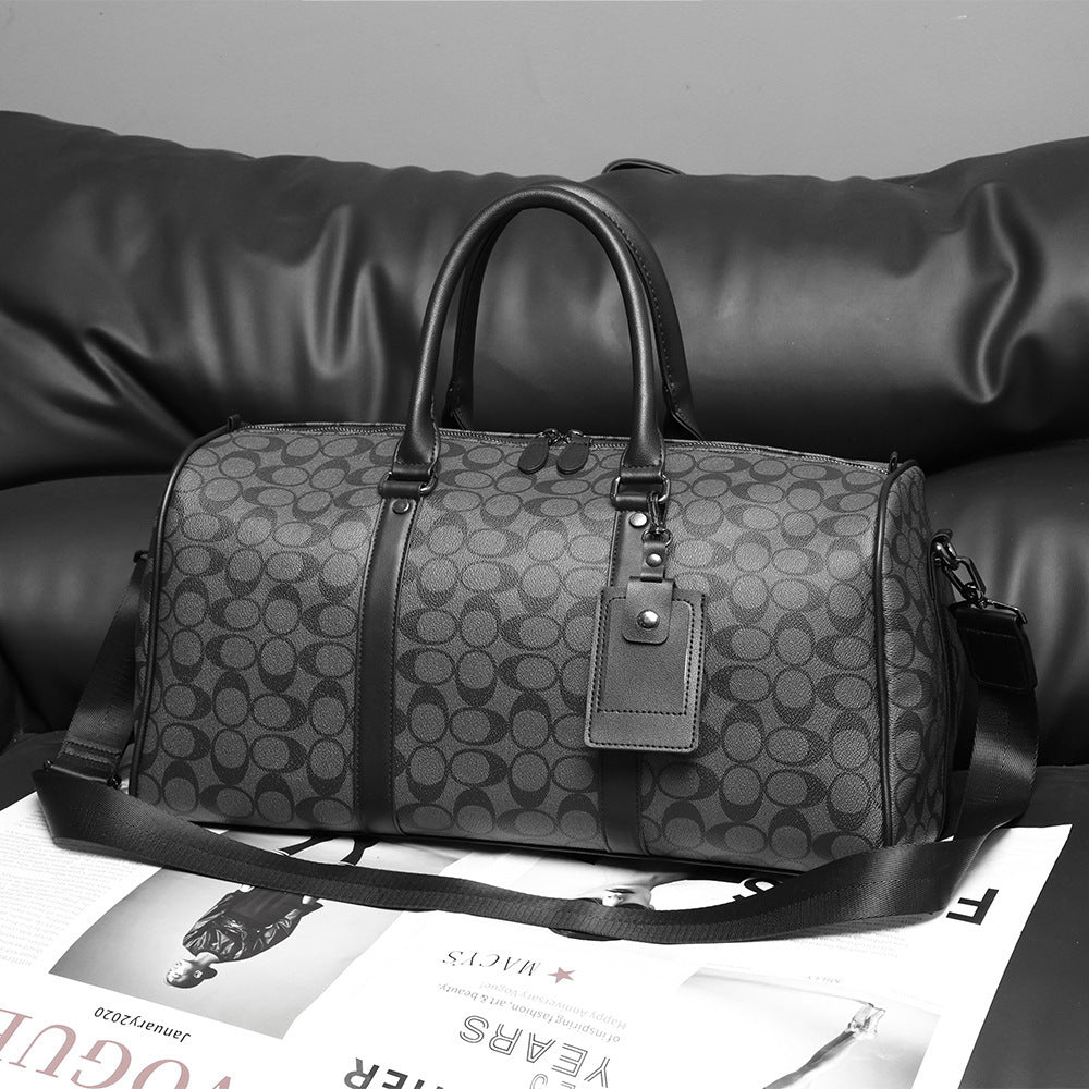 Large Capacity Short-distance Fashion Trendy Plaid Men's Handbags