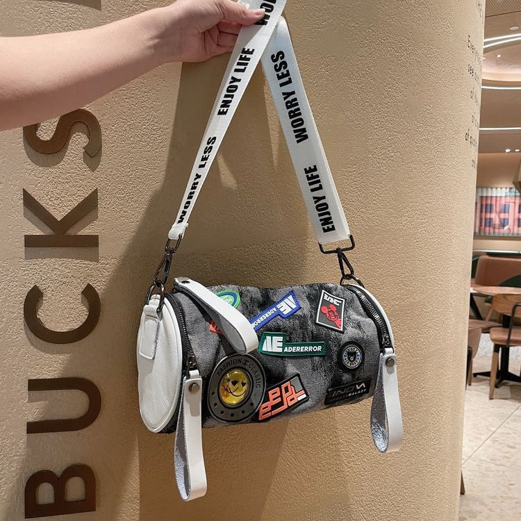 Women's Attractive Denim Fashionable Fashion Cylinder Waist Packs