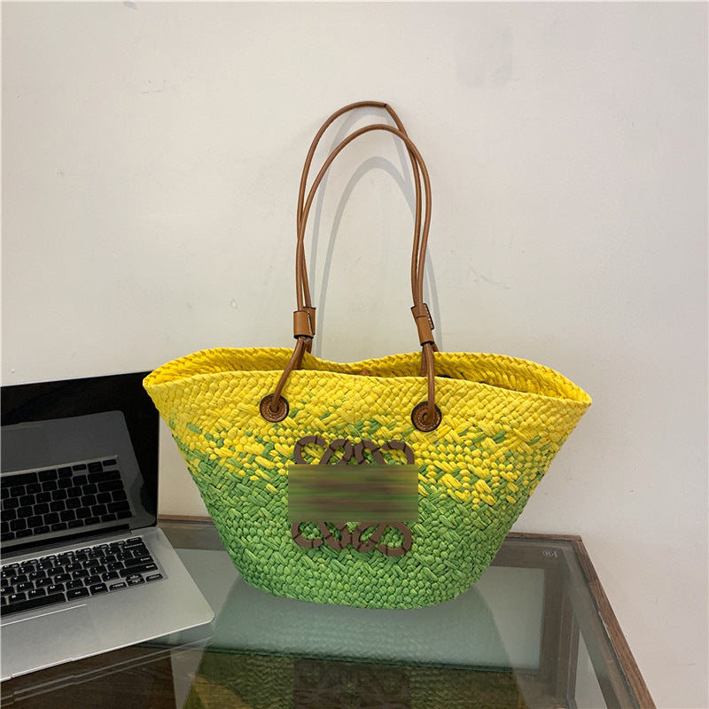 Straw Large Capacity French Hand-woven Holiday Crossbody Bags