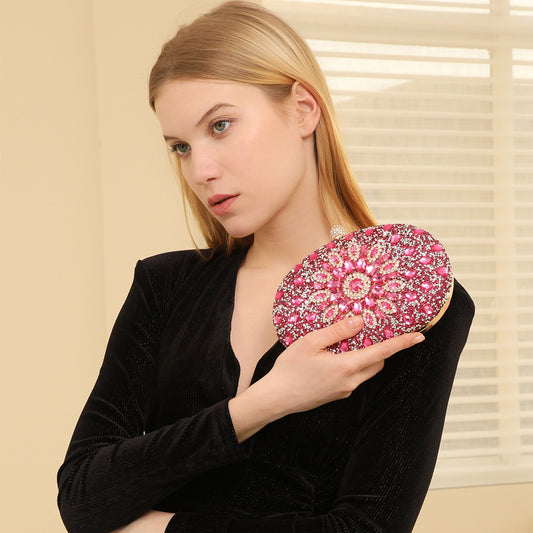 Women's Holding Dinner Full Rhinestone Diamond Sunflower Evening Bags