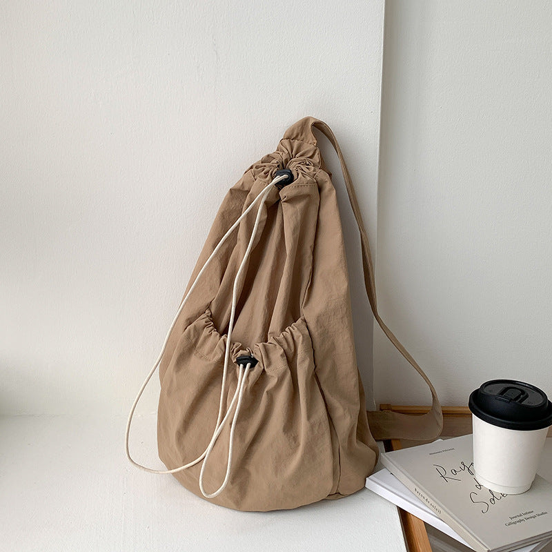 Artistic Nylon Drawstring Pleated Large Capacity Crossbody Bags