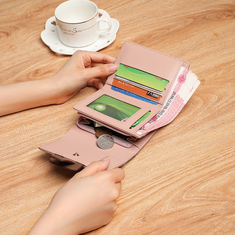 New Women's Short Simple Folding Multifunctional Ladies Wallet