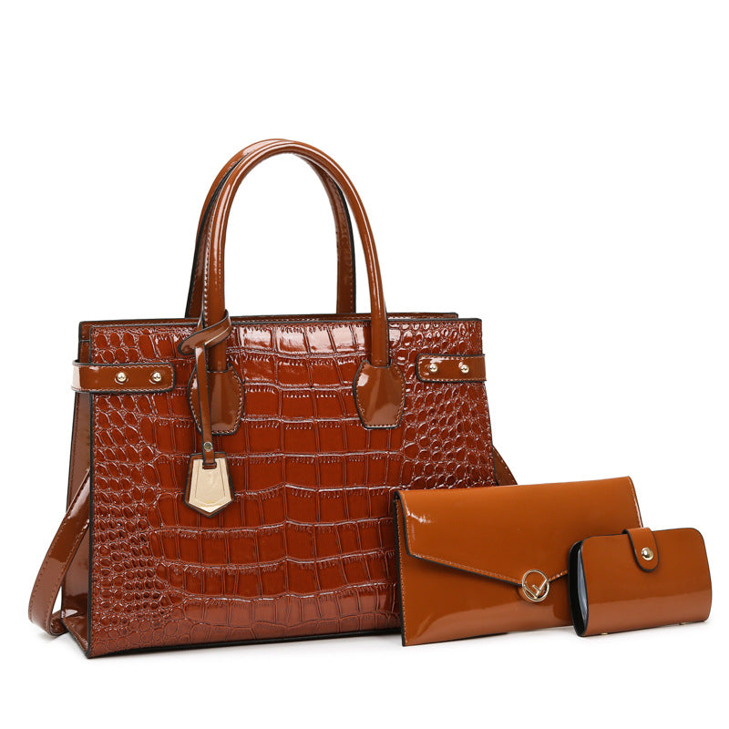 Retro Three-piece Set Mother Crocodile Texture Shoulder Bags