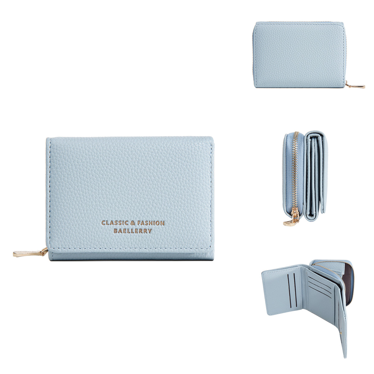 Women's Short Female Zipper Lychee Pattern Mini Coin Purses