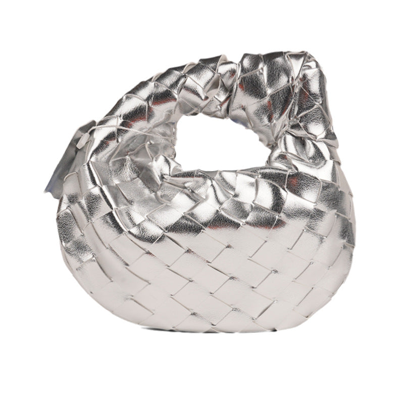 Mini Woven Handmade Croissant Gold Hardware Handbags