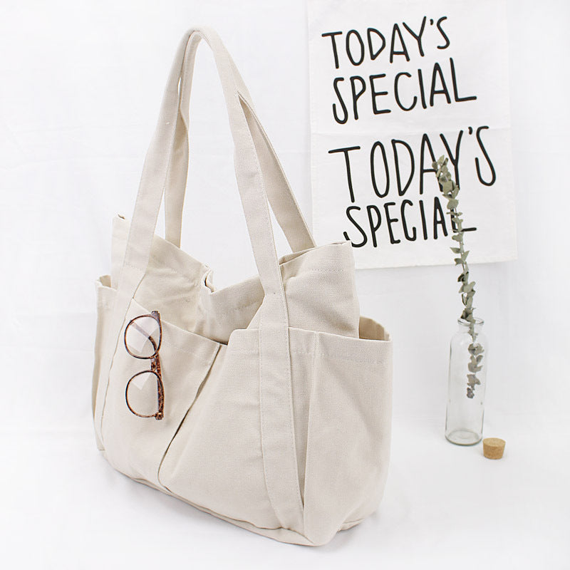 Leisure Artistic Solid Color Canvas Trendy Cloth Simple Fashion Shoulder Bags