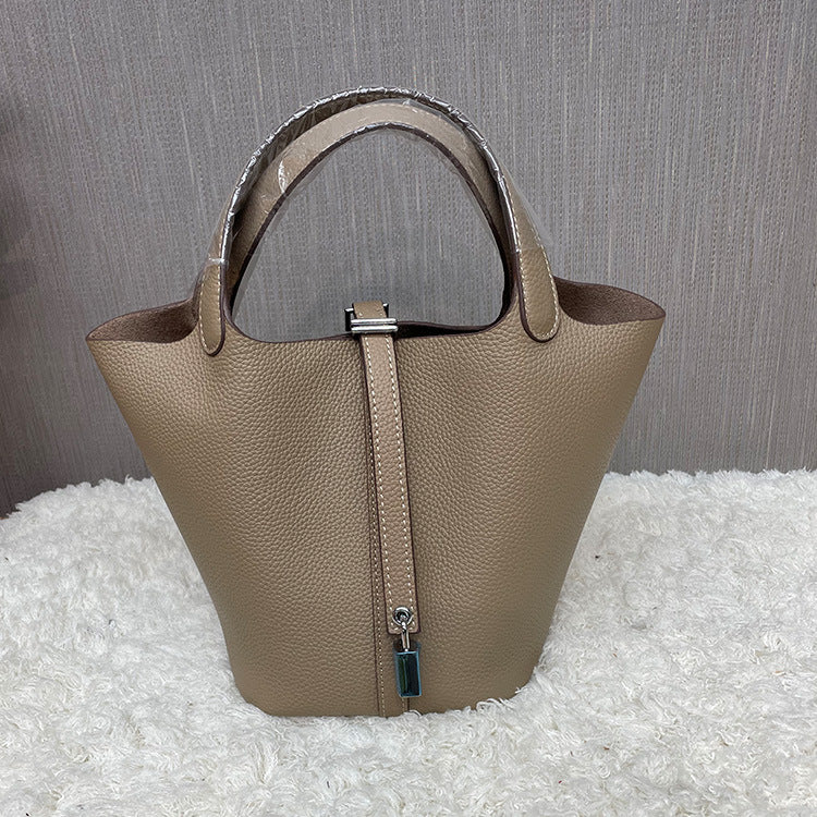 Women's Home Vegetable Basket Hand First Layer Cowhide Bags