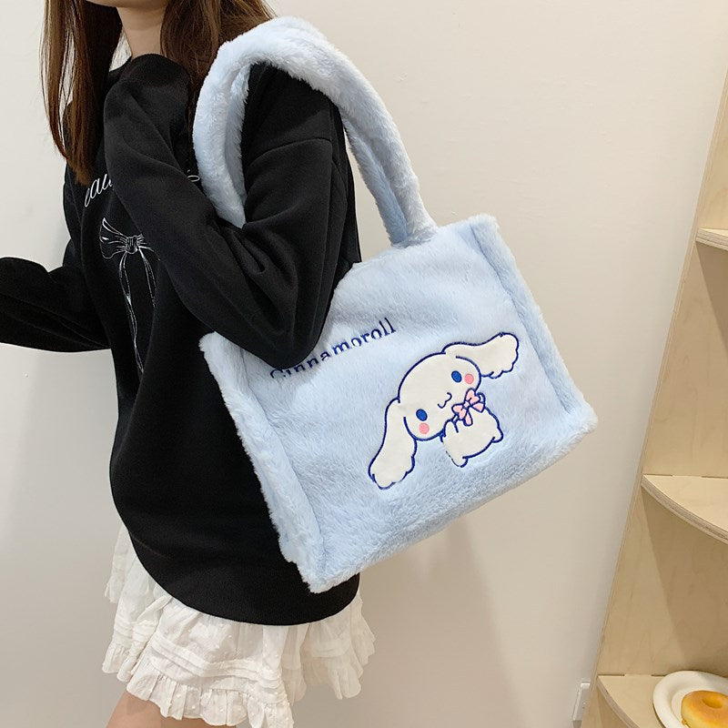 Women's Rabbit Plush For Make-up Cute Automobiles Curtain Cloth Birthday Shoulder Bags