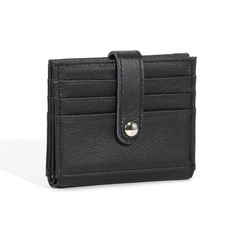 Women's First Layer Cowhide Korean Simple Short Two Ladies Wallet