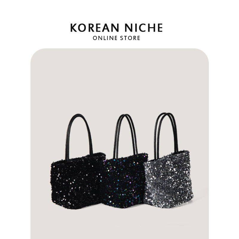 Women's Popular Fashion Design Sequined Portable Tote Bags