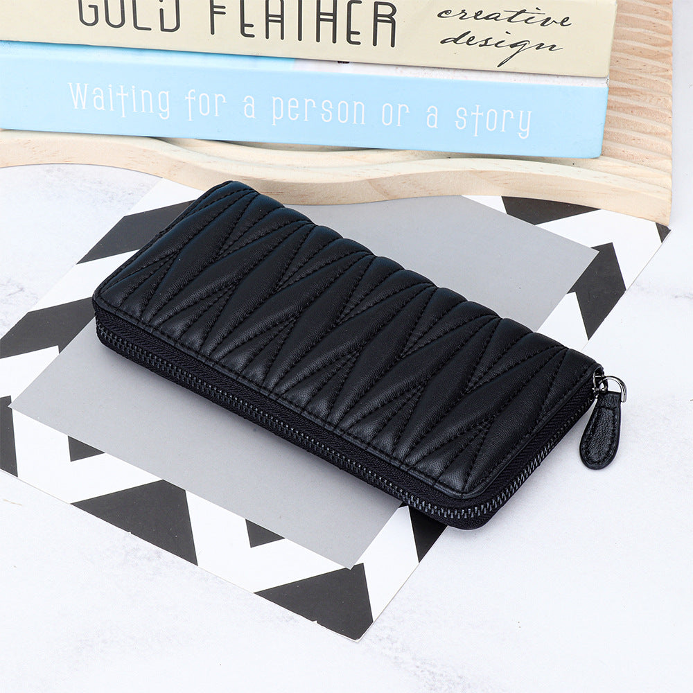 Women's Long Genuine Leather Multiple Slots Sheepskin Large Ladies Wallets