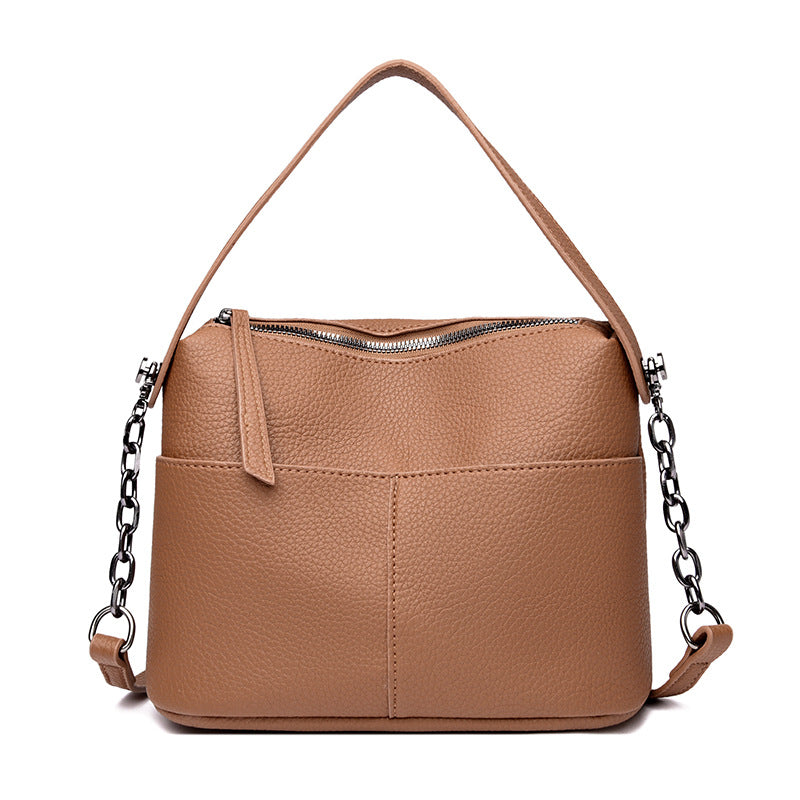 Retro Large Capacity Simple Soft Leather Fashionable Stylish Versatile For Handbags