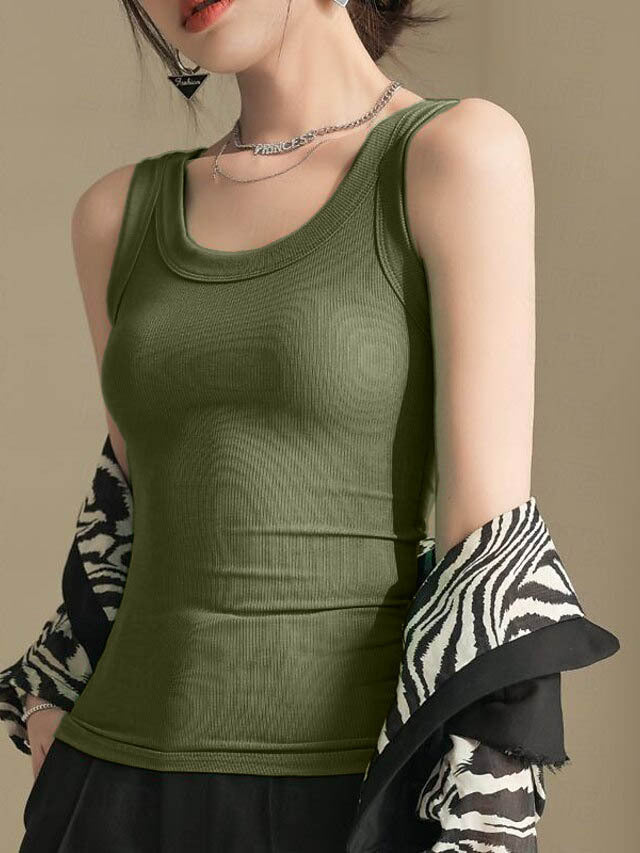 Women's Sportswear Polyester Commute Style Sleeveless Slim Tops