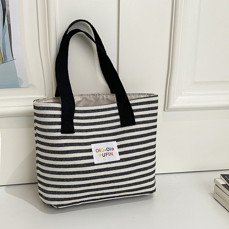 Canvas Large Capacity Striped Class Commuter Handbags