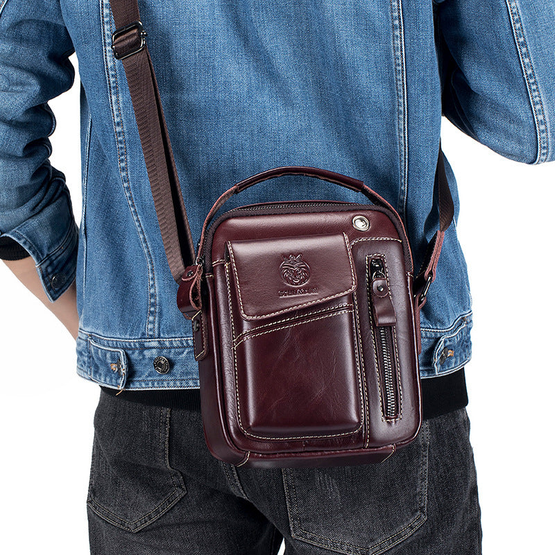 Men's First Layer Cowhide Retro Leather Packet Men's Shoulder Bags