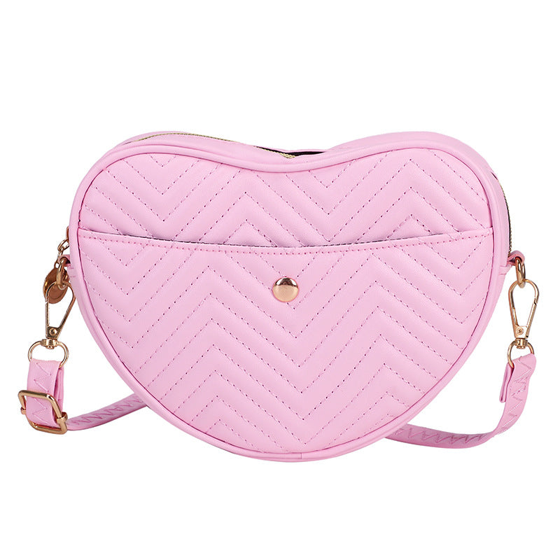 Women's Embroidered Heart Design High-grade Trendy Peach Women's Messenger Bag