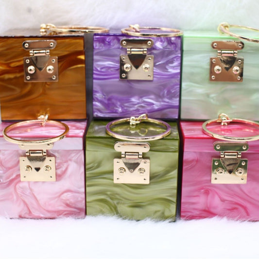 Elegant Marble Pattern Acrylic Box Hand Evening Bags