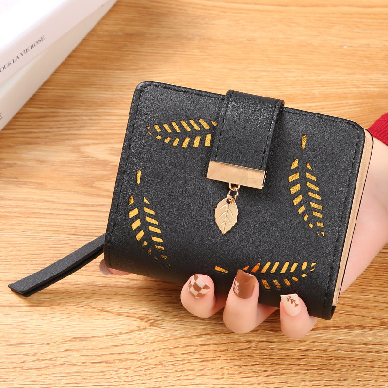 Women's Short Leaf Korean Hollowed Fashion Trendy Ladies Wallet