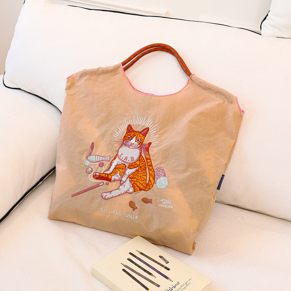 Embroidery Environmentally Friendly Nylon One Shopping Bags