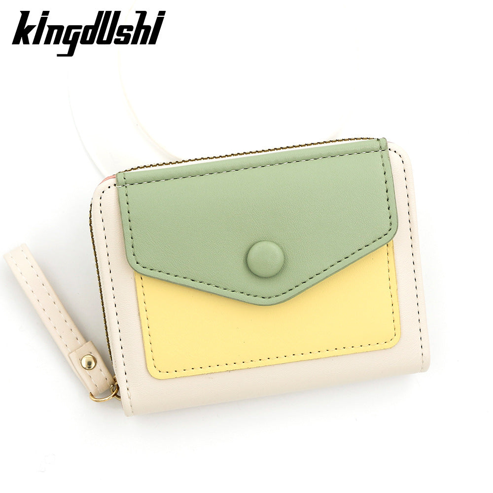 Women's Fresh Simple Contrast Color Expanding Macaron Clutch Ladies Wallet