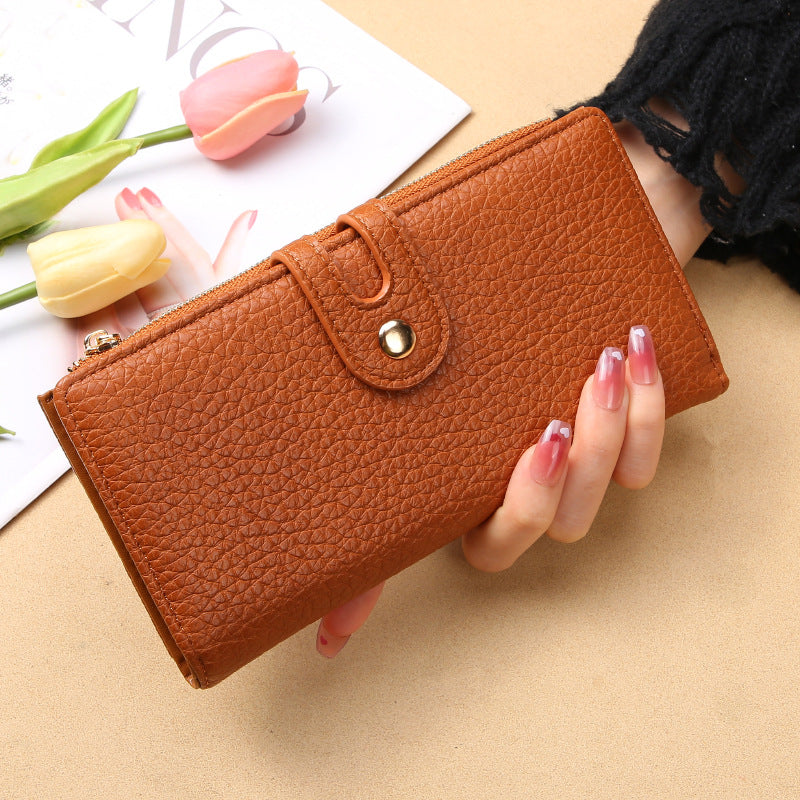 Women's Long Multiple Slots Single Zipper Ladies Wallet