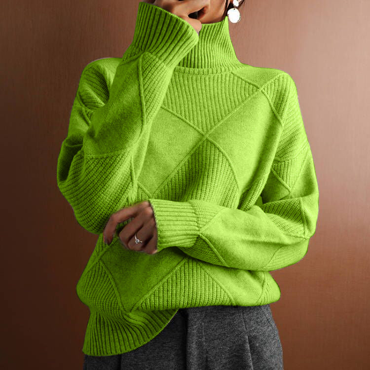 Casual Loose High Collar Warm Solid Sweaters