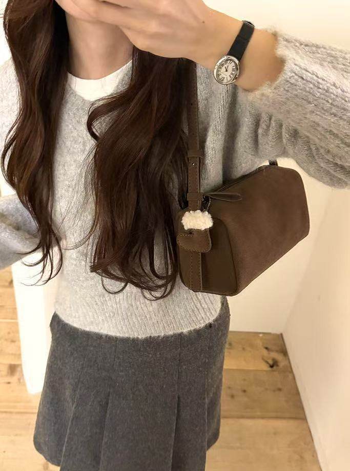 Women's Suede Pillow Underarm Toast Matte Texture Bags