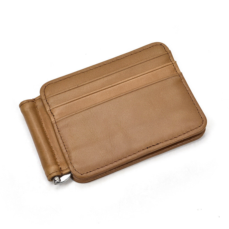 Men's Genuine Leather Retro Clamp First Layer Men's Wallets