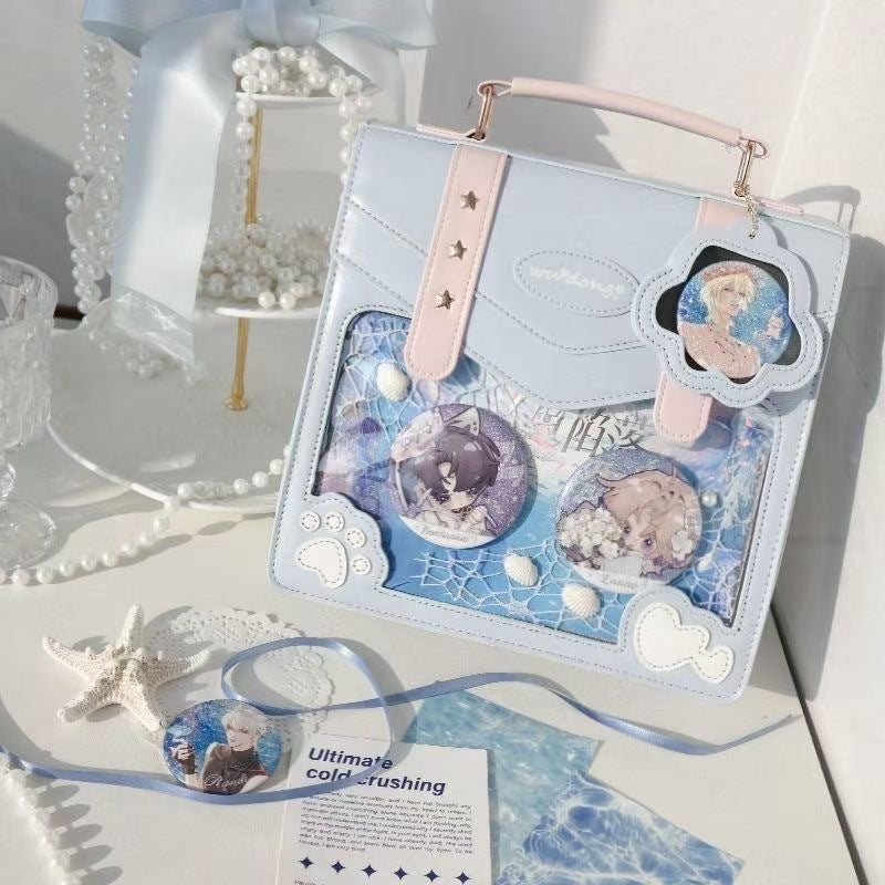 Women's Everyday Joker Transparent Two-dimensional Badge Bar Backpacks