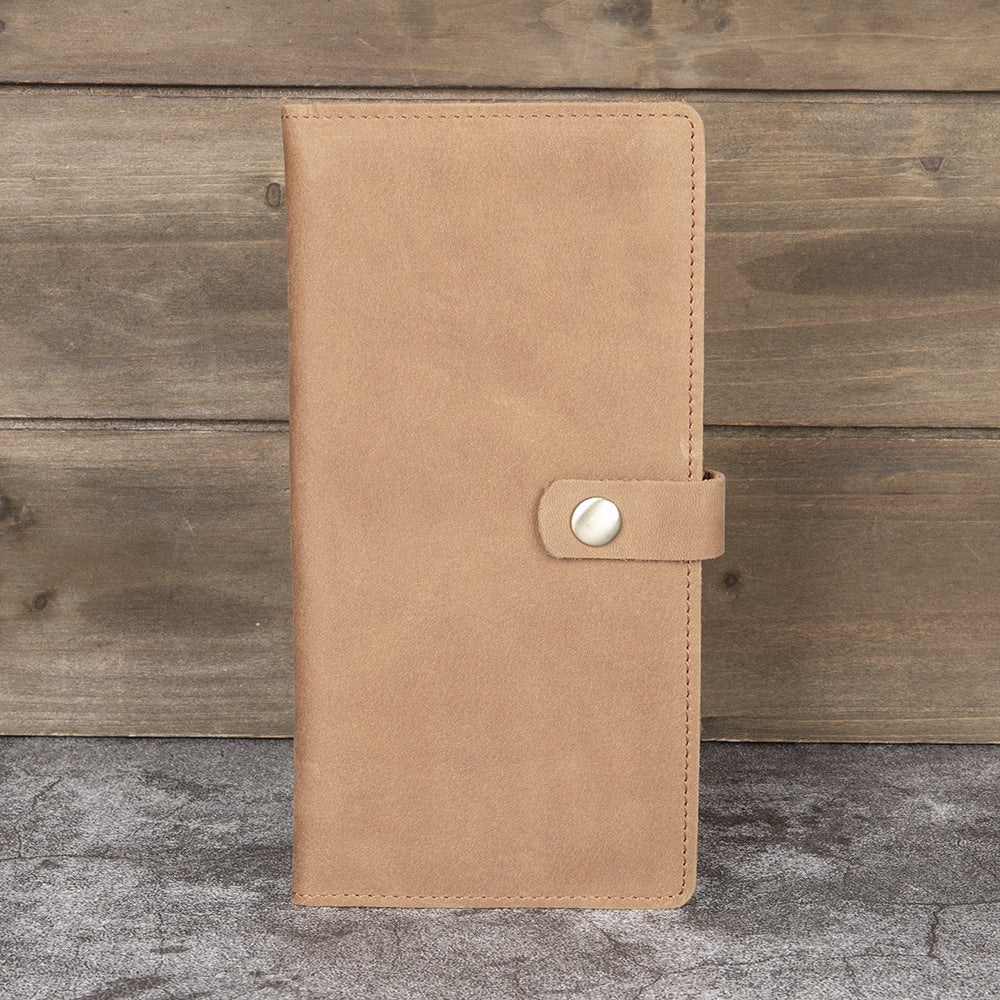 Men's Crazy Horse Leather Long First Layer Cowhide Retro Men's Wallet