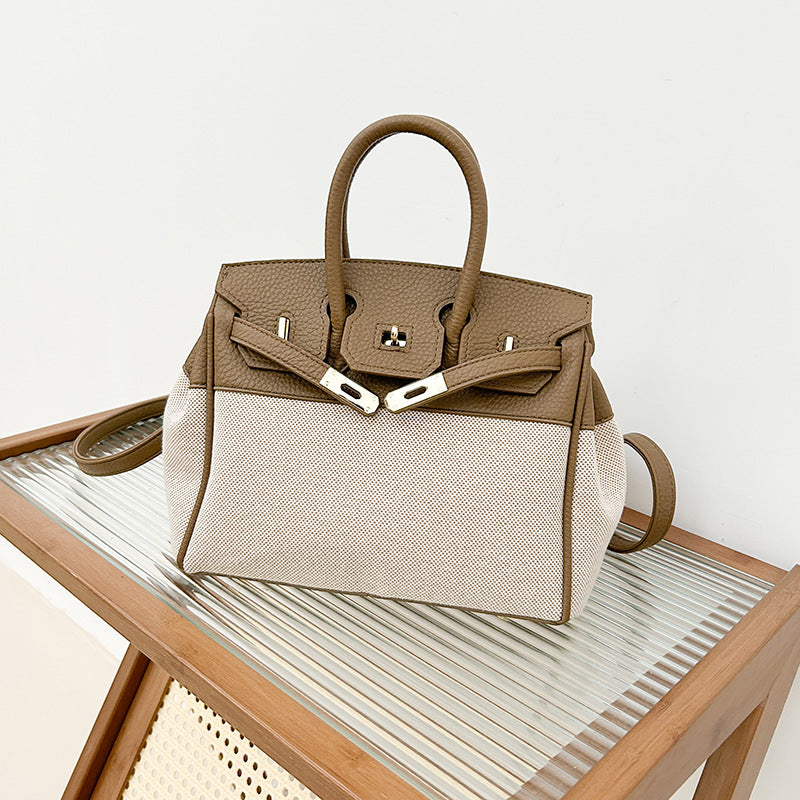 Women's High-grade Fashion Stitching Canvas Commuter Portable Bags