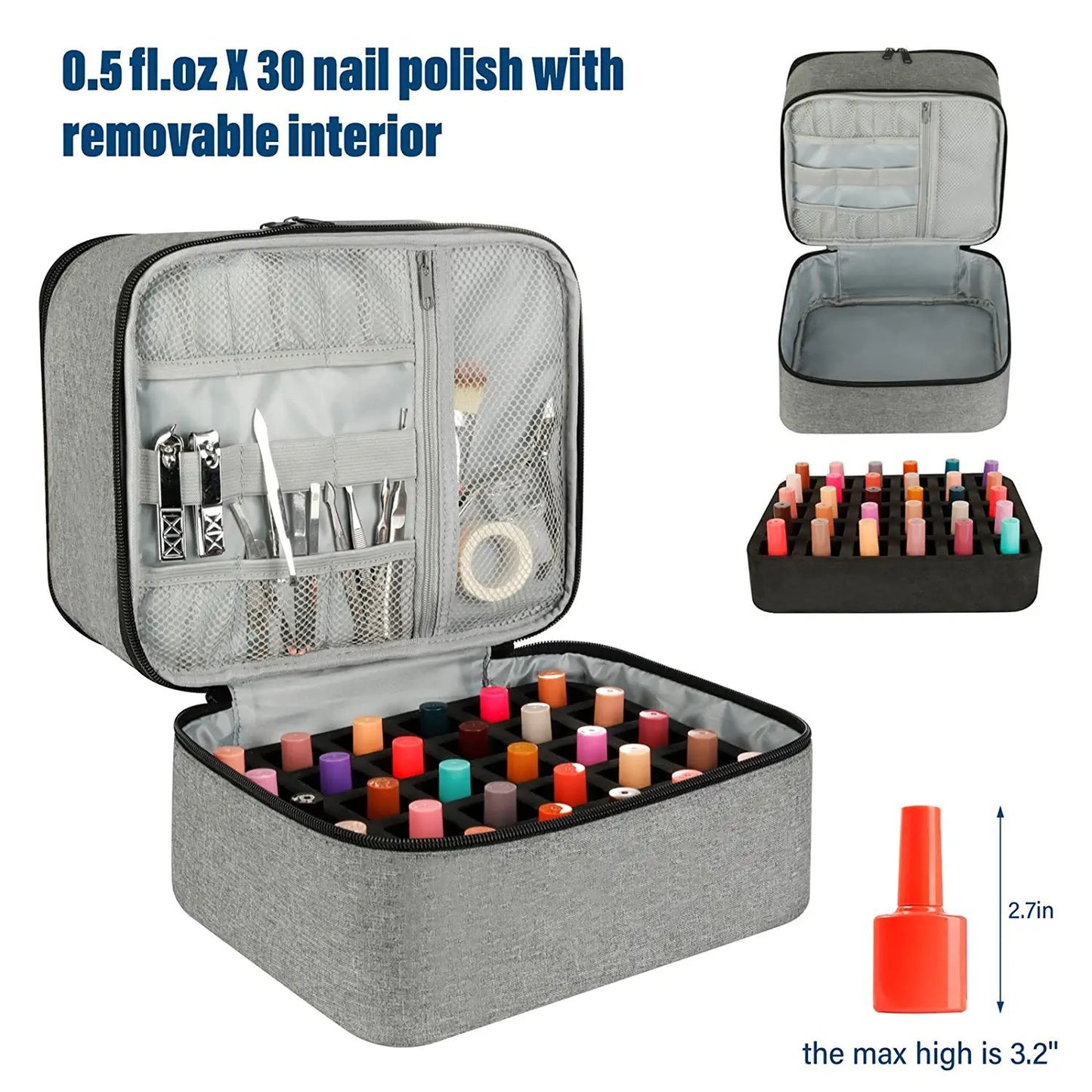 Polish Portable Can Hold Bottle Double Cosmetic Bags