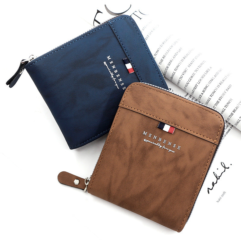 Men's Large Capacity Zipper Frosted Short Scarf Men's Wallet