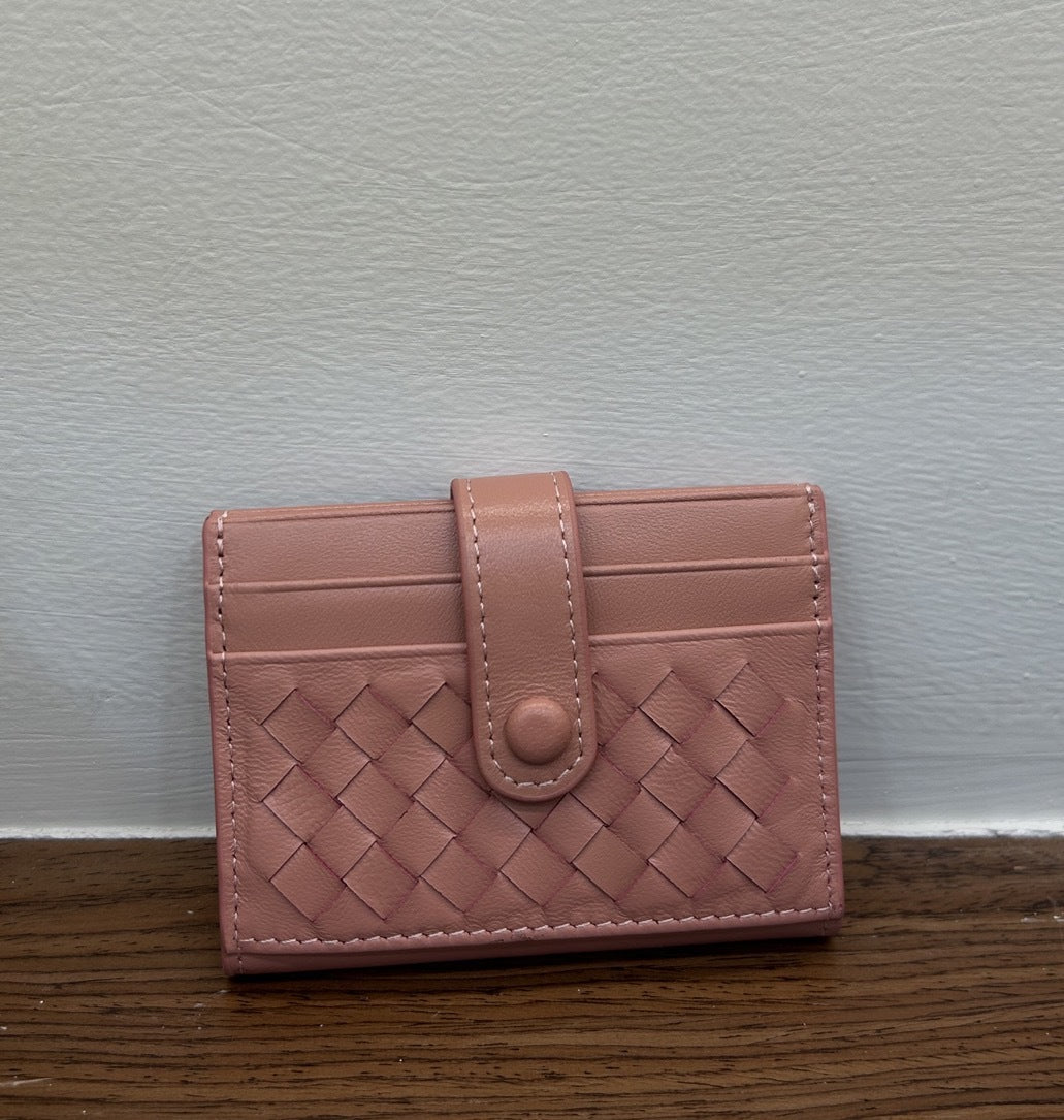 Women's & Men's & Sheepskin Leather Hand-woven Bank Woven Card Holder