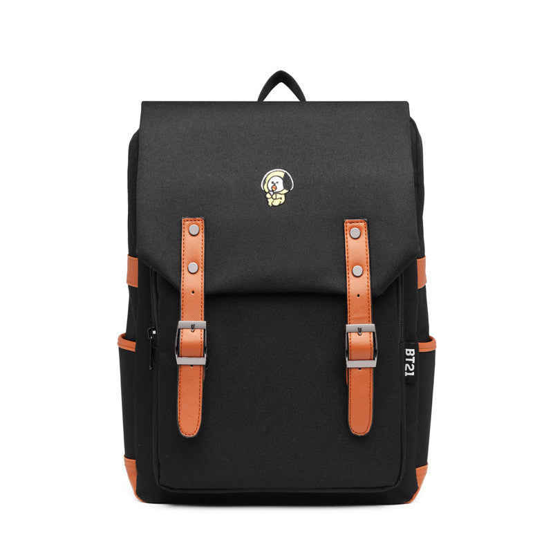 Korean Style Solid Color Retro Computer Backpacks