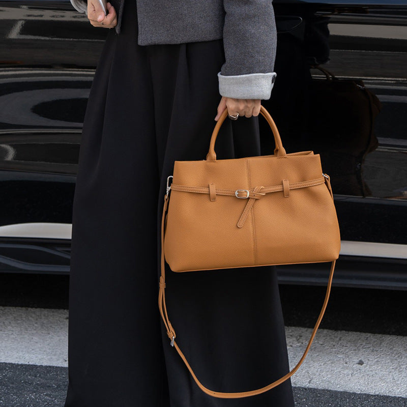 Women's Cow Leather Single Large Capacity Kelly Commuter Handbags