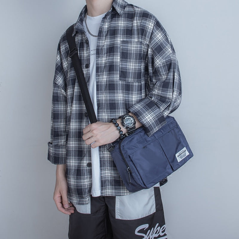 Men's Korean Simple Oxford Cloth Street Green Men's Shoulder Bags