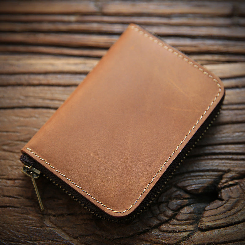 Men's Crazy Horse Leather First Layer Cowhide Purses