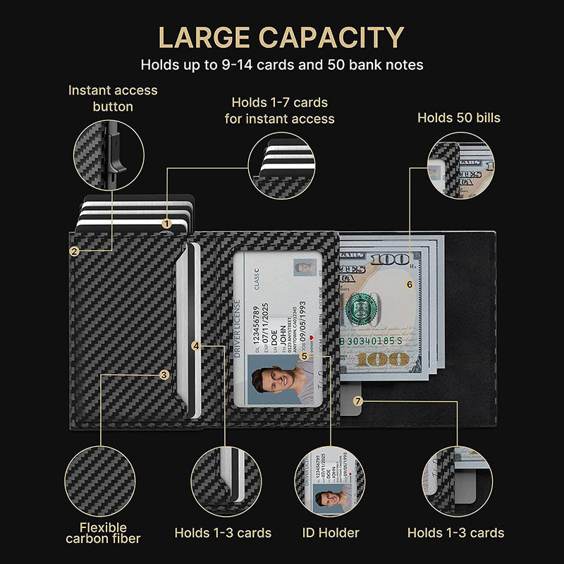 Men's Oil Wax Three Fold Swiping Automatic Men's Wallets