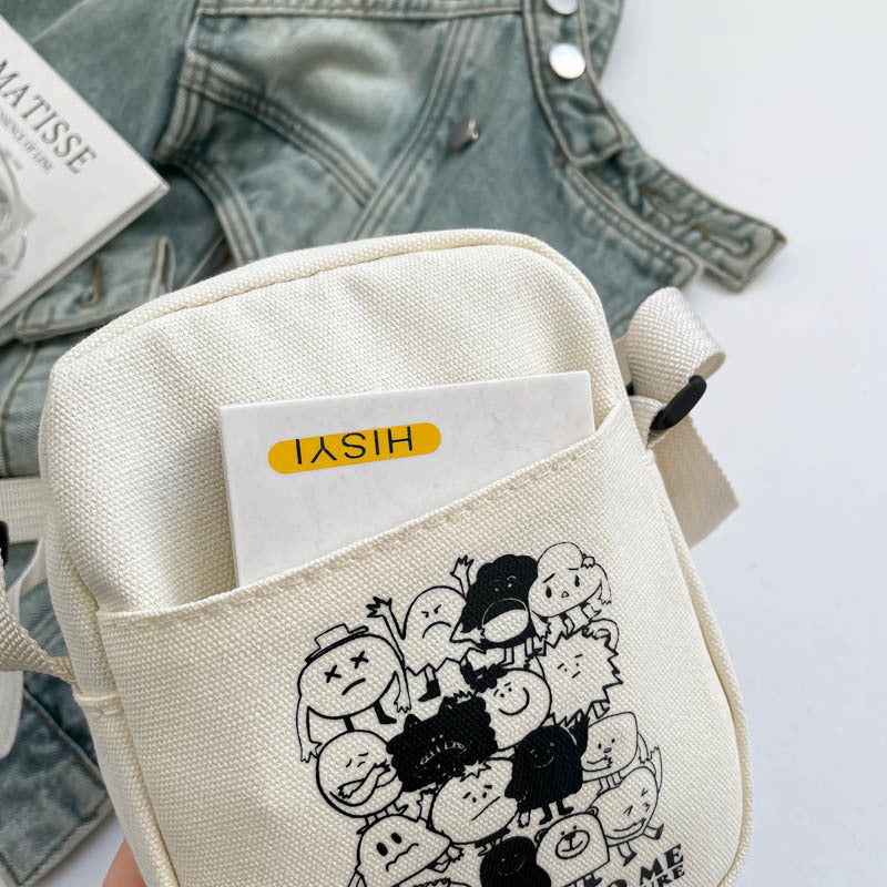Women's Artistic Cartoon Leisure Stylish Lightweight Mobile Canvas Bags